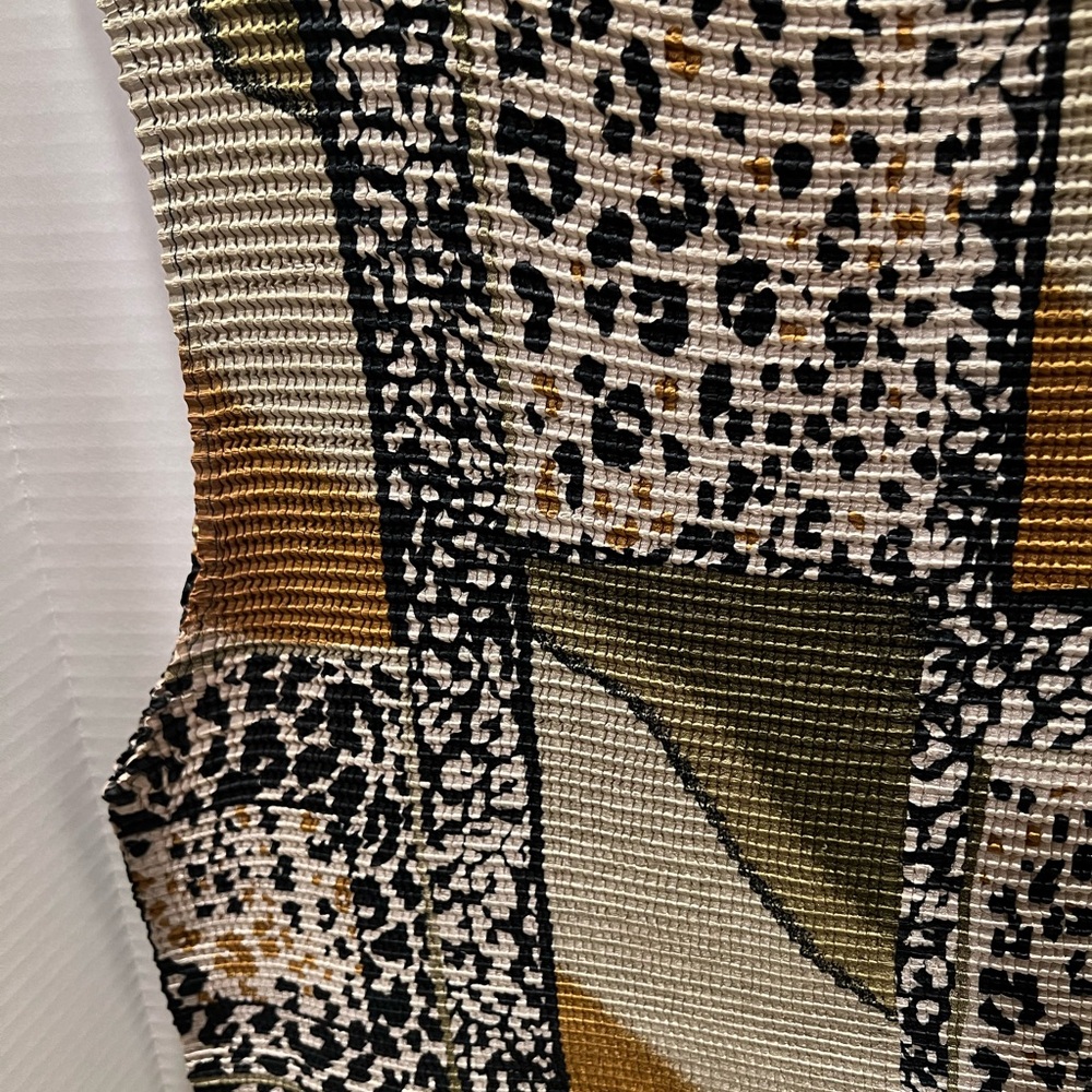 Milano High Round Collar Sleeveless Ribbed Top Mixed Patchwork Animal 🐆 Print - Picture 10 of 13